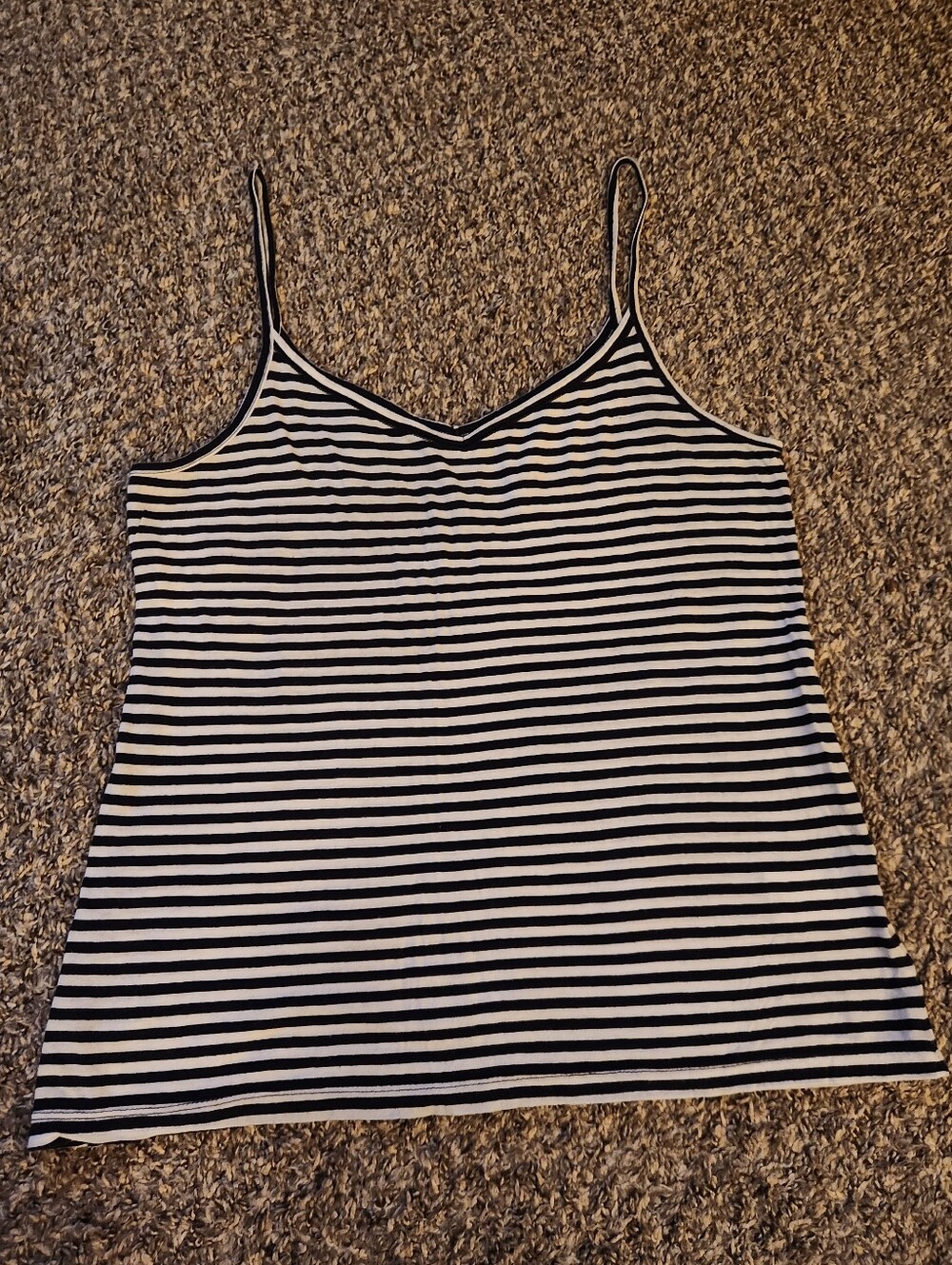 Banana Republic Light Weight Jersey Cotton Striped Tank Black White Small